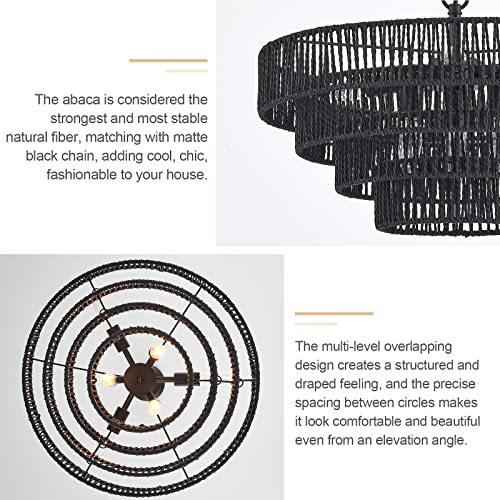 20” Hand Woven Rattan Chandelier 6