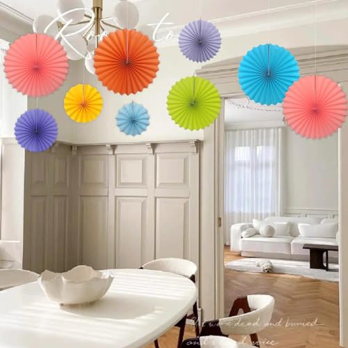 Pink Party Decorations Pink Hanging Paper Round Fans Bulk 16inch DIY