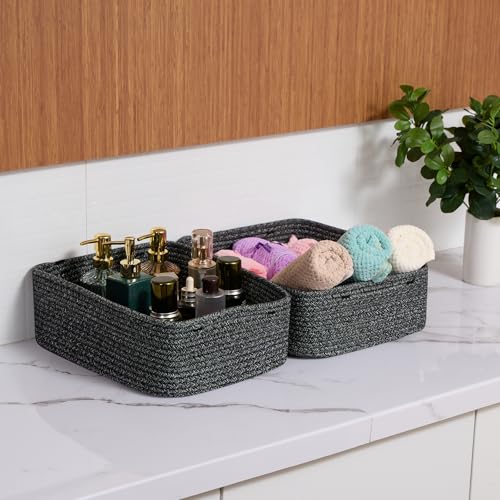 Large Shallow Organizing Baskets 15x11x5.1 Inches (4 Count)