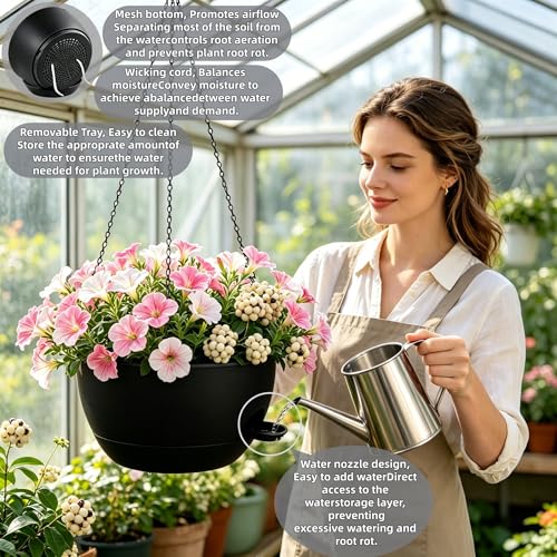 12" Self Watering Hanging Planters with Chains (2 Count)
