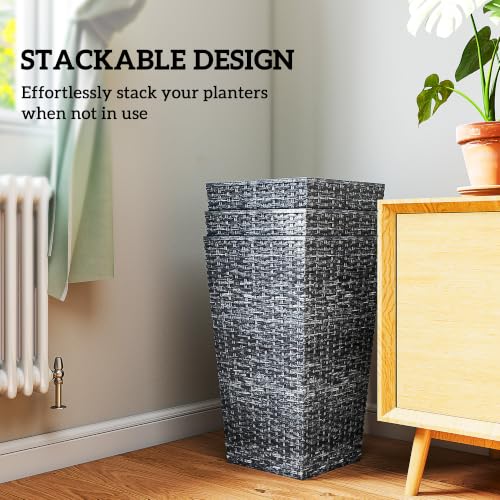 24 in Taper Tall Planters for Outdoor Plants Set of 3 (3 Count)