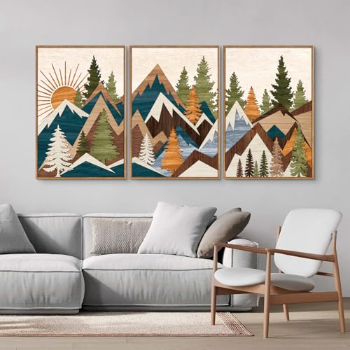 Large Mountain Framed Canvas Wall Art (3 Count)