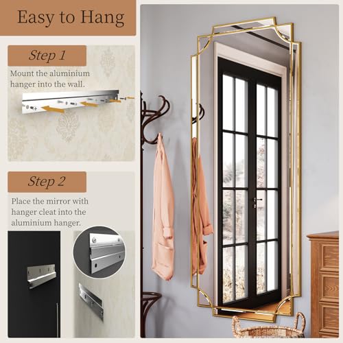 30"x70" Gold Foil Scalloped Edge Decorative Full Length Mirror
