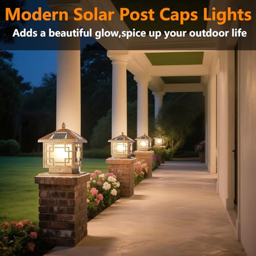 Solar Post Lights Outdoor Waterproof Gate Post Mount Lights with Solar LED
