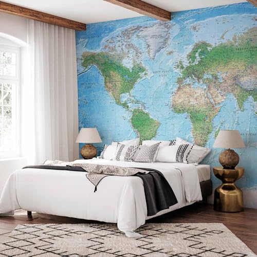 Wall Mural World Map 177x124 in (152.63 Sq Ft)
