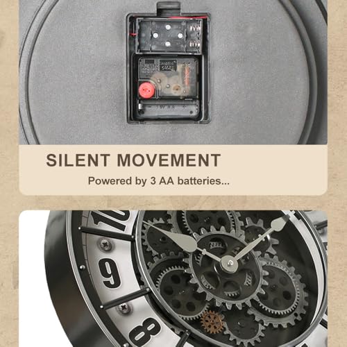 18 Inch Wall Clock with Moving Gears