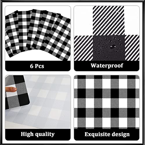 Black and White Plastic Placemats Set of 6 Plaid Table mats 17×13×0.04in (6 Count)