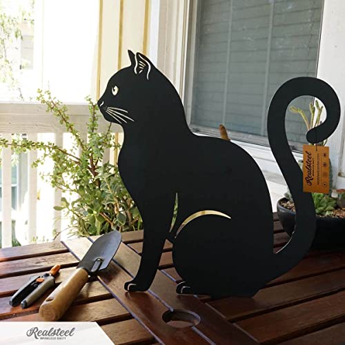 I 3 Pack Steel Cat Garden Decor I Outdoor Yard Decorations I Gift for Cat Lovers I Lawn Ornaments and Statues I Garden Signs Decorative Outdoor (3 Count)