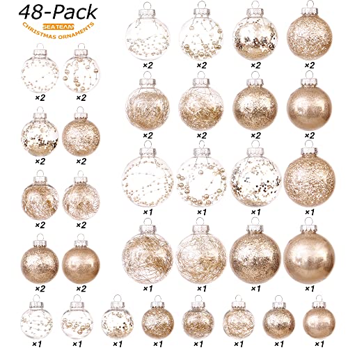 48 Pack Assorted Clear Christmas Ball Ornaments (48 Count)