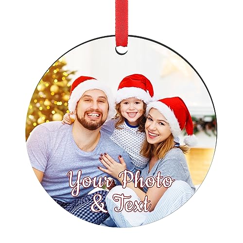 Personalized Christmas Ornaments 2025 Wood Custom Picture Text Hanging Ornament Customized Christmas Tree Decorations Keepsake Gift for Family Couples Xmas Tree Home Decor