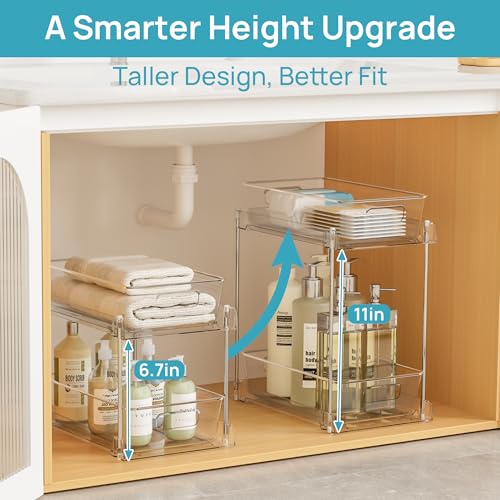 2 Pack Taller Pull Out Bathroom Under Sink Organizer (2 Count)