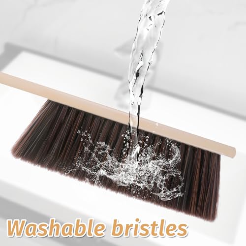 8 Pieces Hand Broom Brush Woooden Dust Brush Bulk Bench Brushes with Long Wood Handle Soft Bristle Whisk Broom Hand Held for Counter Bed Sofa Bench Car Fireplace Clothes Household Cleaning (8 Count)