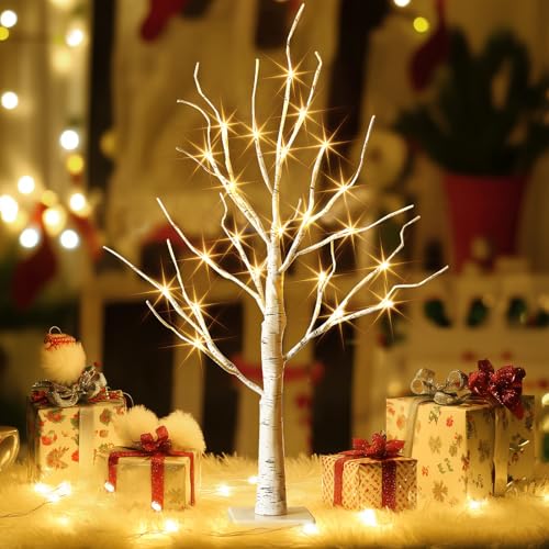 Lighted Birch Tree Christmas Decorations for Home