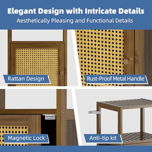 Bathroom Storage Cabinet Rattan