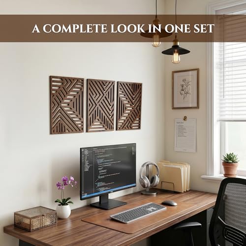Modern Wooden Wall Sculptures (3 Count)