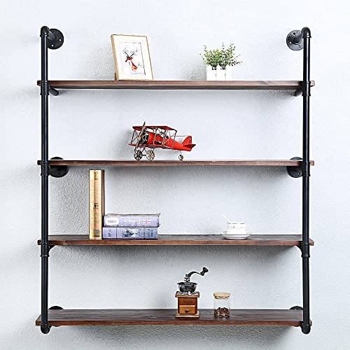 Industrial Pipe Shelves With Wood Planks