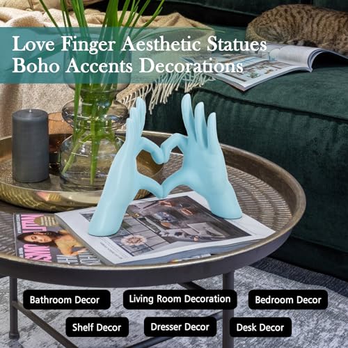 Blue Heart Hands Sculpture Decor