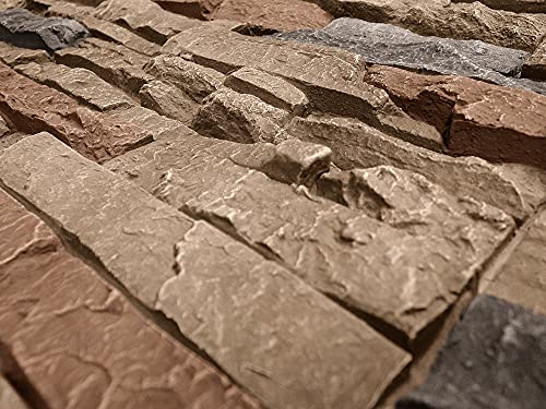 Faux Stacked Stone Panel 41" x 11.25" in Desert Sunrise Color for Do It Yourself Friendly Home Improvement Projects (3.21 Sq Ft)