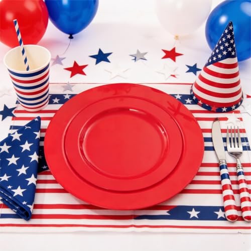 60PCS Red Plastic Plates (60 Count)