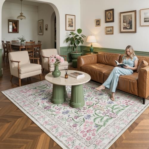 Floral Purple Rug for Bedroom (36 Sq Ft)