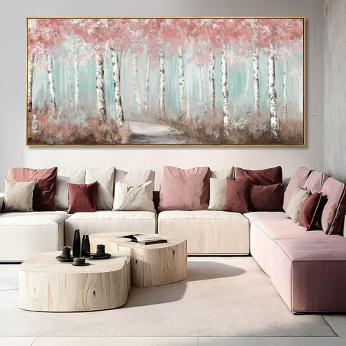Large Pink Birch Tree forest Wall Art