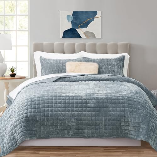 Channel Box Stitch Velvet Quilt Set