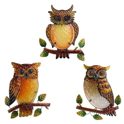 Owl Decorative Metal Wall Art Owl Outdoor Decorative Metal Bird Wall Art Exquisite Valentine Decoration Gifts For Garden Patio Porch Bedroom Kitchen Lover Gift 9 Inch Set Of 3 (3 Count)
