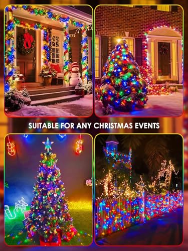 Solar Christmas Lights Outdoor 6 Pack 198FT 600LED String Lights Multicolor (6 Count)