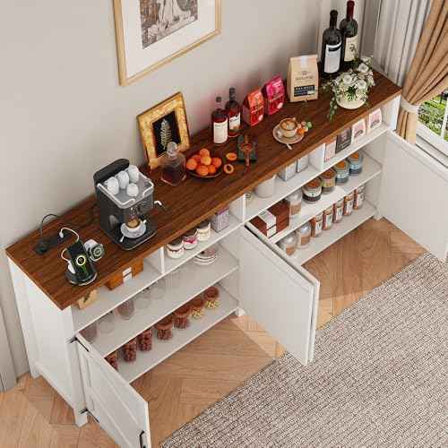 Buffet Sideboard with Storage with Power Outlets & LED Light