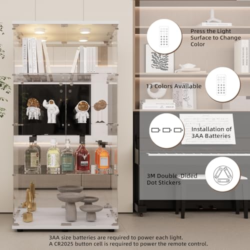 White Glass Display Cabinet with LED&Mirror