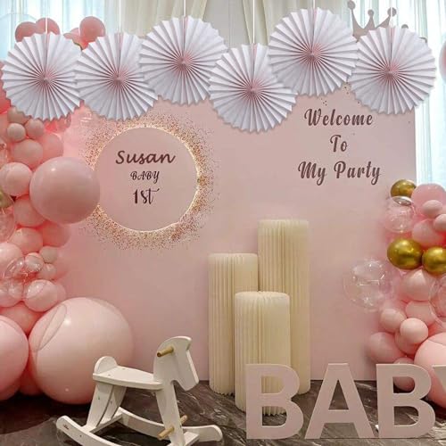 Pink Birthday Decorations DIY Pink Paper Fans Set Hanging Decoration 16in