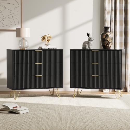 3 Drawer Nightstand Set of 2