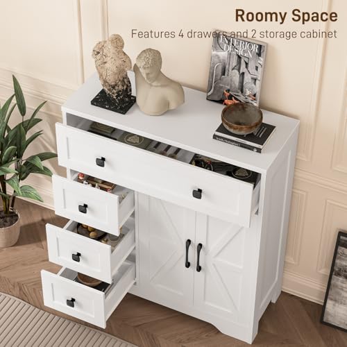 Farmhouse Storage Cabinet with 2 Doors and 4 Drawers