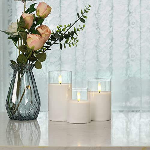 Pure White Glass Flameless Candles (3 Count)