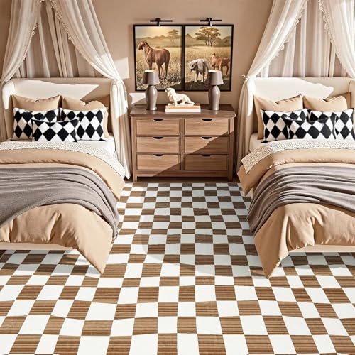 8x10 Area Rug Washable Modern Checkered Rug for Kids Room (80 Sq Ft)