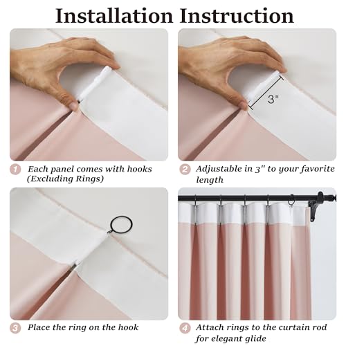 Pink Pinch Pleated Curtains for Girls Room (2 Count)