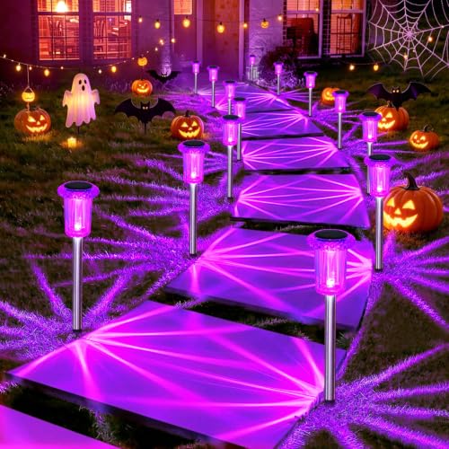 Solar Halloween Lights Outdoor 15 Pack Purple LED Halloween Decor (15 Count)