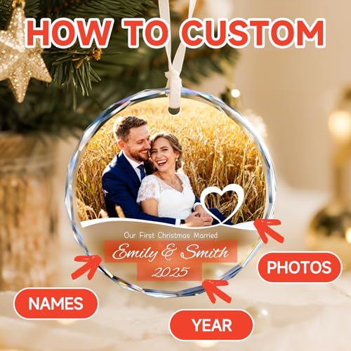 First Christmas Married Ornament 2026 Personalized Wedding Gift for Couples