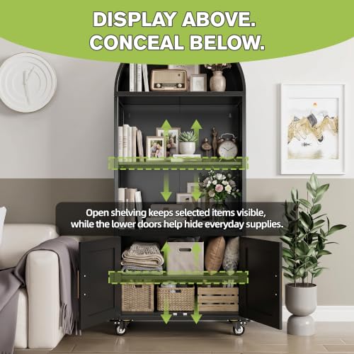 Metal Arched Storage Cabinet with Lockable Wheels