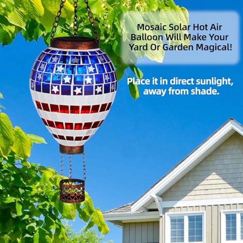 American Flag Hot Air Balloon Solar Lantern