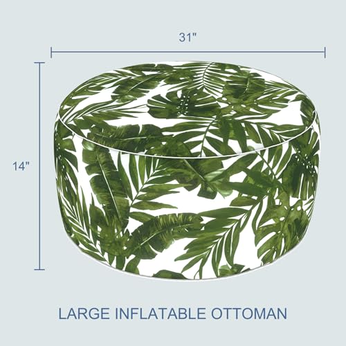 Indoor Outdoor Large Inflatable Ottoman Pouf D31 x H14 Inch
