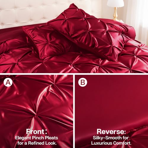Satin King Size Comforter Set Burgundy (7 Count)