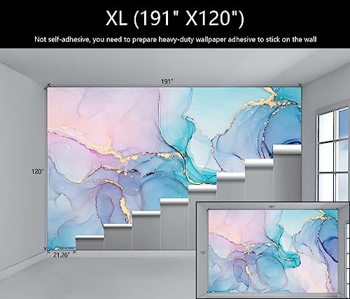 Pink and Blue Marble Abstract Wallpaper Mural for Girl Bedroom (159 Sq Ft)