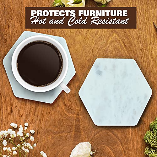 Set of 6 Hexagon Marble Coasters (25 Count)