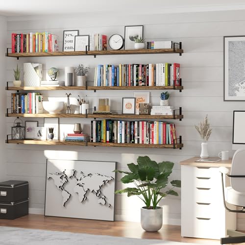 Toledo 84 inch Floating Shelf with Heavy Duty Bookend Brackets