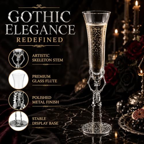 Skeleton Champagne Flute Glass 7.5oz