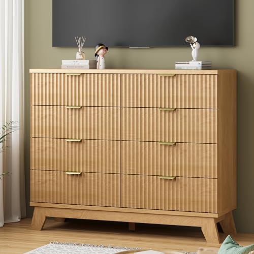 Fluted Dresser for Bedroom with 8 Drawers