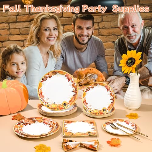 150Pcs Fall Paper Plates and Napkins Party Supplies Autumn Plates Napkin (150 Count)