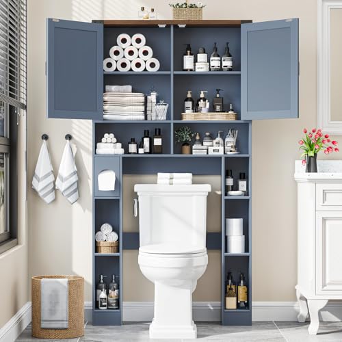 Storage Cabinet Over Toilet with 2 Barn Doors