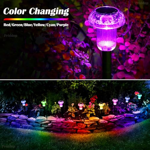 Solar Lights Outdoor Waterproof 8 Pack Garden Decor Color Changing (8 Count)